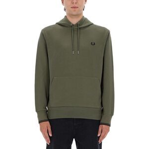 FRED PERRY Laurel Wreath Cotton Hoodie Men GREEN Sweaters & Cardigans